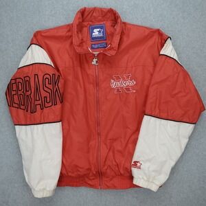 Vintage Nebraska Huskers Starter Jacket Red Full Zip Hideaway Hoodie